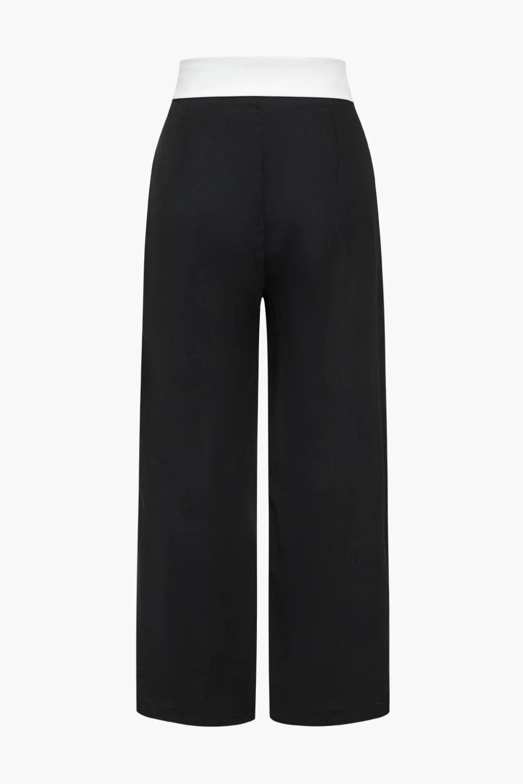 Basic Contrast High Waist Wide Leg Trousers