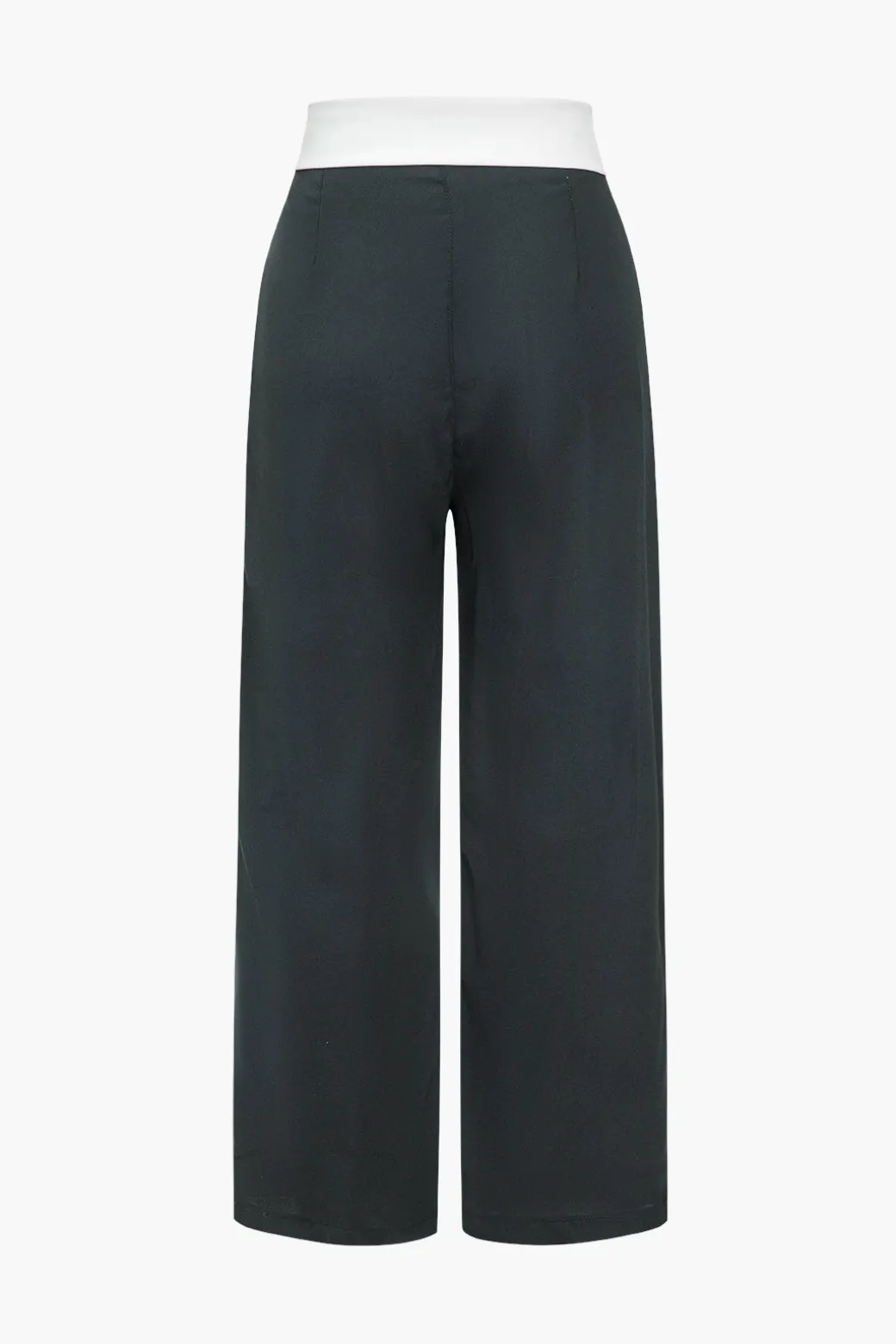 Basic Contrast High Waist Wide Leg Trousers