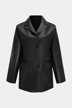 Basic Faux Leather Blazer