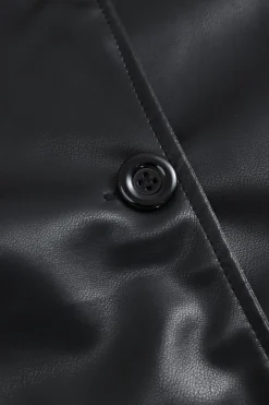 Basic Faux Leather Blazer