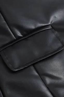 Basic Faux Leather Blazer
