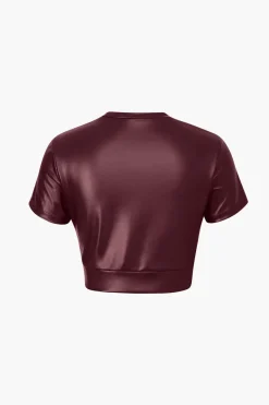 Basic Faux Leather Cropped Tee
