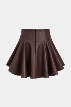 Basic Faux Leather Pleated Mini Skirt