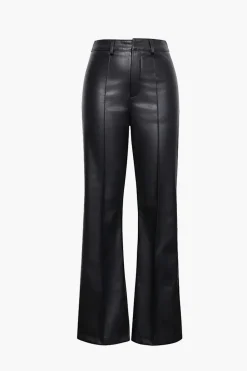 Basic Faux Leather Trousers