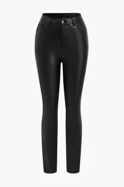 Basic Faux Leather Trousers