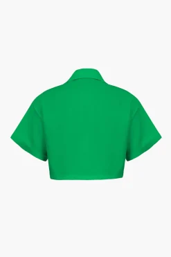 Basic Flap Pocket Twist Hem Shirt