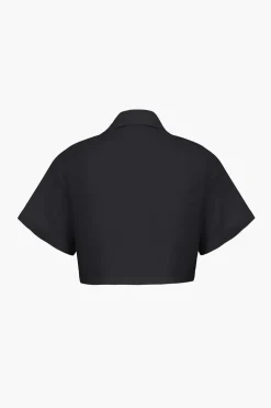 Basic Flap Pocket Twist Hem Shirt