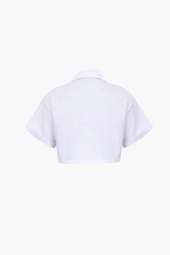 Basic Flap Pocket Twist Hem Shirt