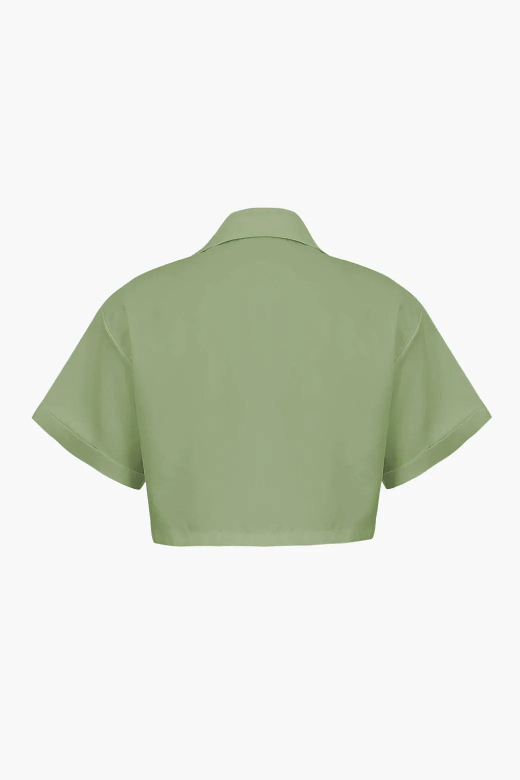 Basic Flap Pocket Twist Hem Shirt