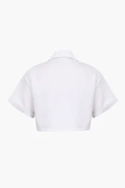 Basic Flap Pocket Twist Hem Shirt