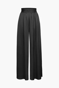 Basic Heavy Satin High Waisted Wide Leg Pants