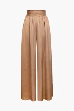Basic Heavy Satin High Waisted Wide Leg Pants