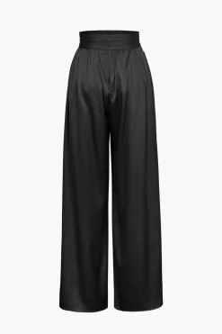 Basic Heavy Satin High Waisted Wide Leg Pants