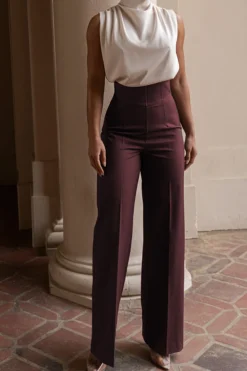 Basic High-Waisted Wide Leg Trousers