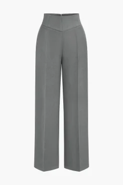 Basic High-Waisted Wide Leg Trousers