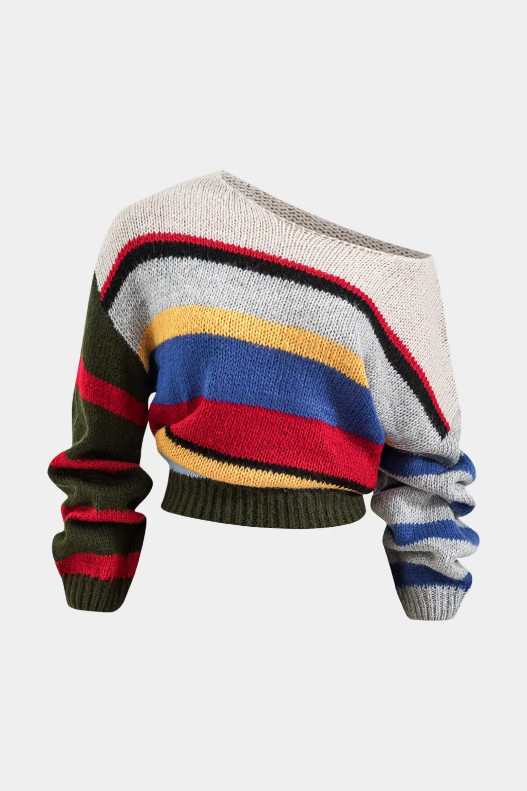 Basic Knit Color Block Long-Sleeve Top