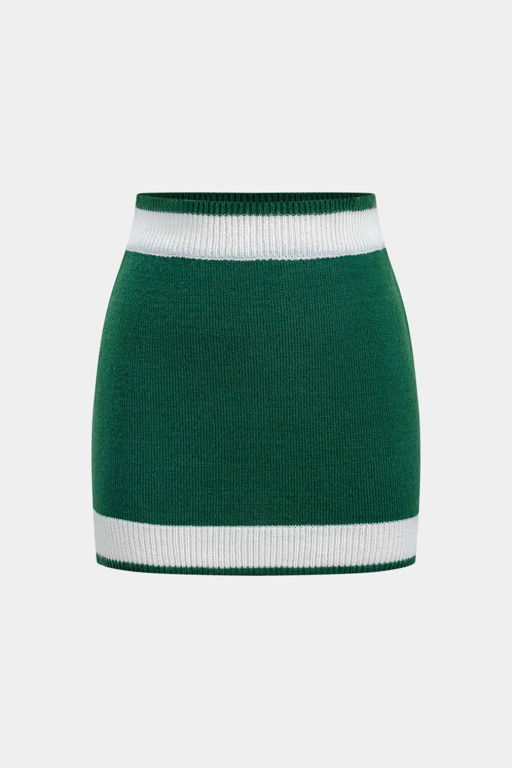 Basic Knit Contrast Skirt Set