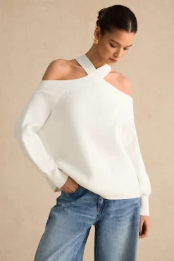 Basic Knitted Cut Out Long-Sleeve Top