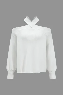 Basic Knitted Cut Out Long-Sleeve Top