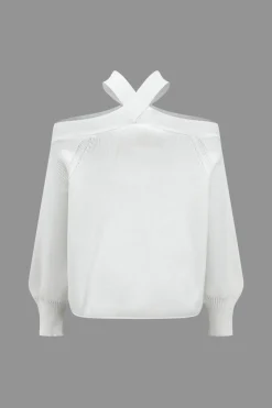 Basic Knitted Cut Out Long-Sleeve Top