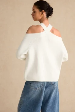 Basic Knitted Cut Out Long-Sleeve Top