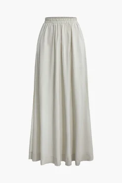 Basic Linen High Waist Maxi Skirt
