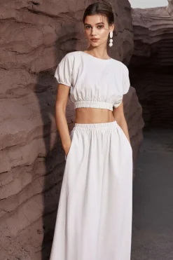 Basic Linen High Waist Maxi Skirt