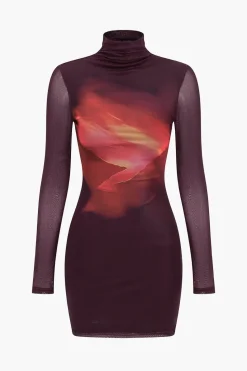 Basic Mesh Long Sleeve Mini Dress