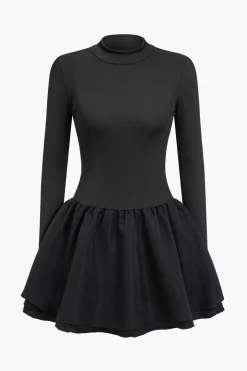 Basic Puff Long Sleeve Mini Dress