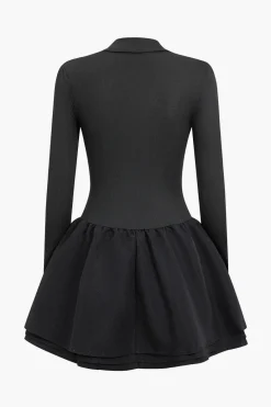 Basic Puff Long Sleeve Mini Dress