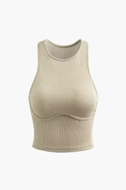 Basic Rib Seam-detail Sleeveless Tank Top