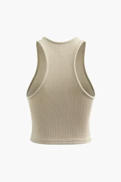 Basic Rib Seam-detail Sleeveless Tank Top