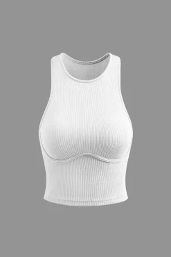 Basic Rib Seam-detail Sleeveless Tank Top