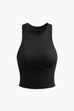 Basic Rib Seam-detail Sleeveless Tank Top