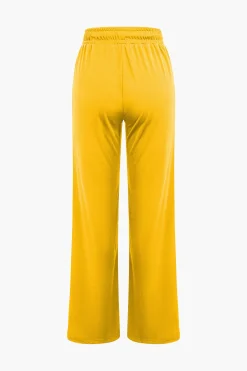 Basic Round Neck Sleeveless Bodysuit And Ripped Drawstring Straight Leg Pants Set