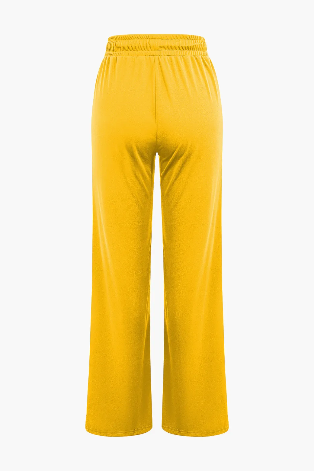Basic Round Neck Sleeveless Bodysuit And Ripped Drawstring Straight Leg Pants Set