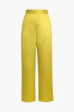 Basic Satin High Waisted Straight Leg Trousers