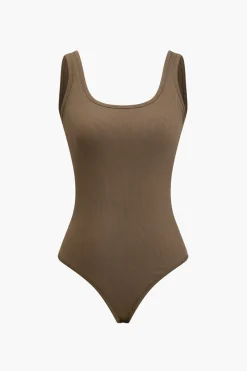 Basic Solid Bodysuit And Trouser Set