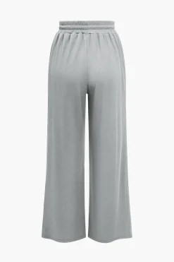 Basic Solid Bodysuit And Trouser Set