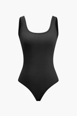 Basic Solid Bodysuit And Trouser Set