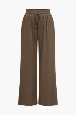 Basic Solid Bodysuit And Trouser Set