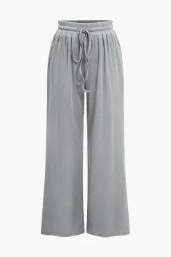 Basic Solid Bodysuit And Trouser Set