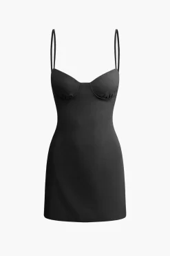 Basic Solid Bustier Slip Mini Dress