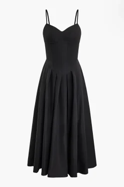 Basic Solid Corset Midi Dress