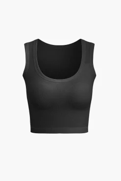 Basic Solid Crop Tank Top