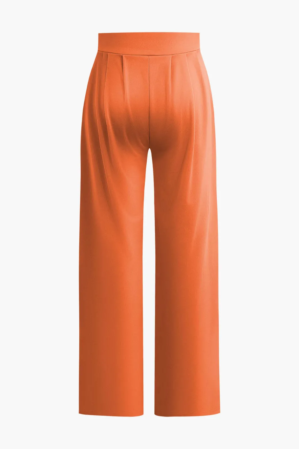 Basic Solid Crop T-shirt And Pleated High Waist Wide Leg Pants Set