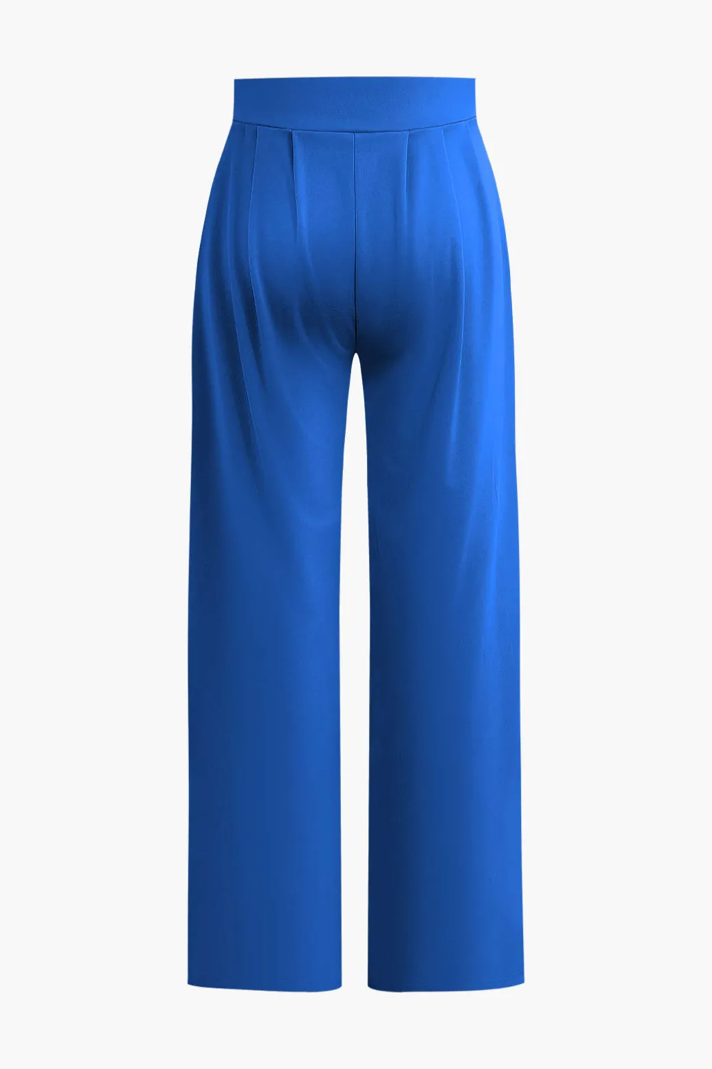 Basic Solid Crop T-shirt And Pleated High Waist Wide Leg Pants Set