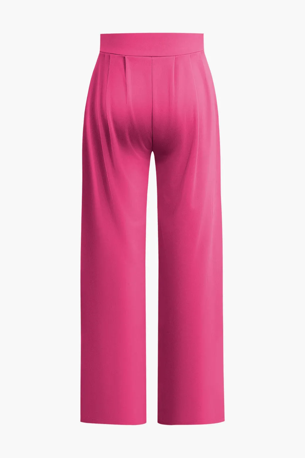 Basic Solid Crop T-shirt And Pleated High Waist Wide Leg Pants Set