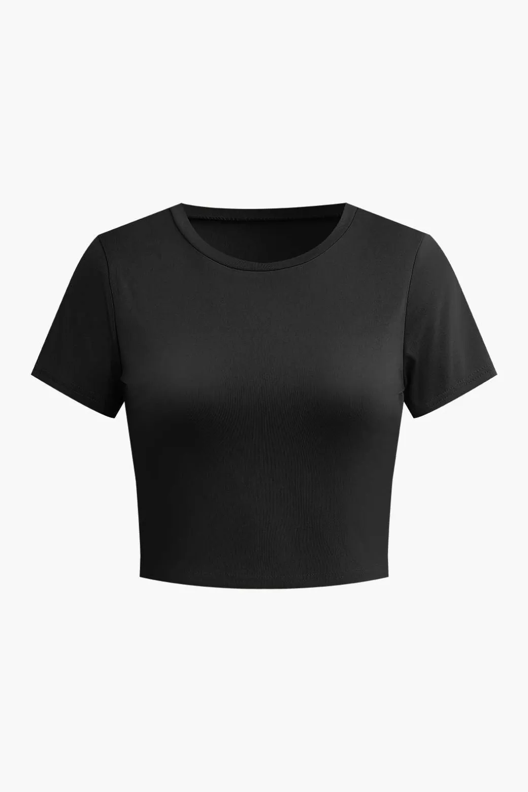 Basic Solid Crop T-shirt And Pleated High Waist Wide Leg Pants Set