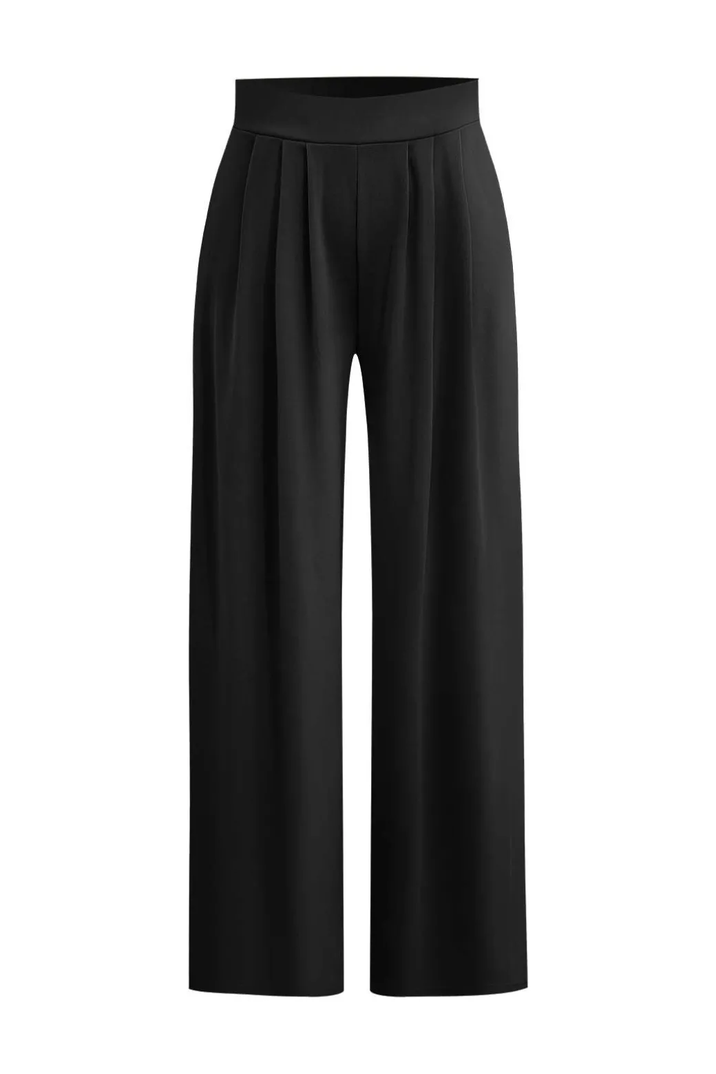 Basic Solid Crop T-shirt And Pleated High Waist Wide Leg Pants Set